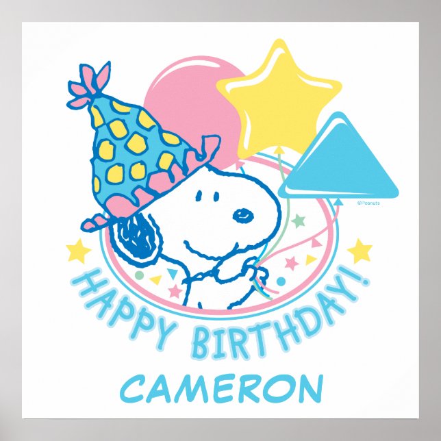 Affiche PEANUTS | Snoopy Joyeux Ballons d'anniversaire (Devant)