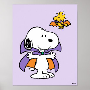 Affiche Peanuts Snoopy Woodstock Vampire Halloween