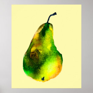 Affiche Pear aquarelle fruit vert