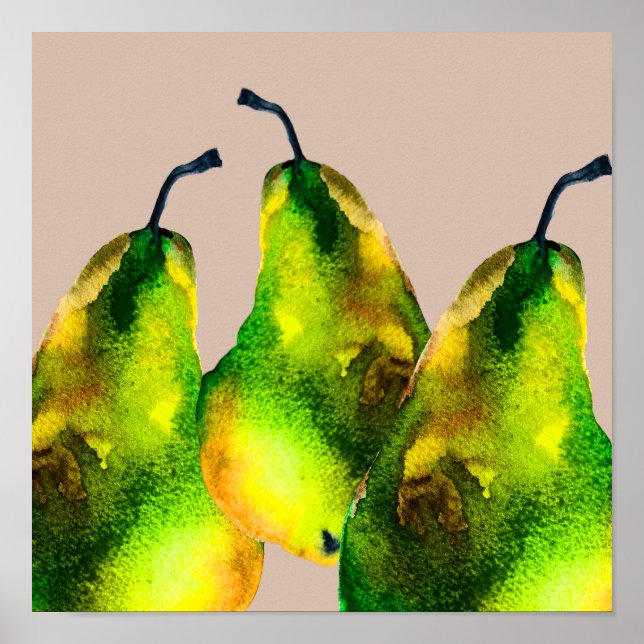 Affiche Pear art mignon aquarelle fruit (Devant)