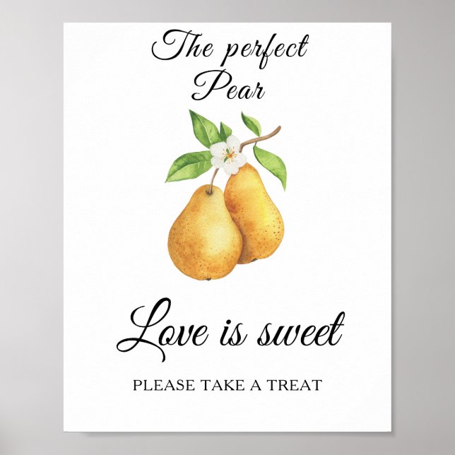 Affiche Pear bridal shower Love is sweet take a treat (Devant)
