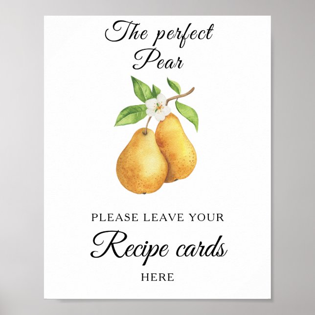 Affiche Pear bridal shower Your recipe card here (Devant)