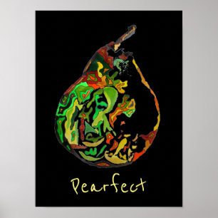 Affiche Pear fruit slogan pop art aquarelle