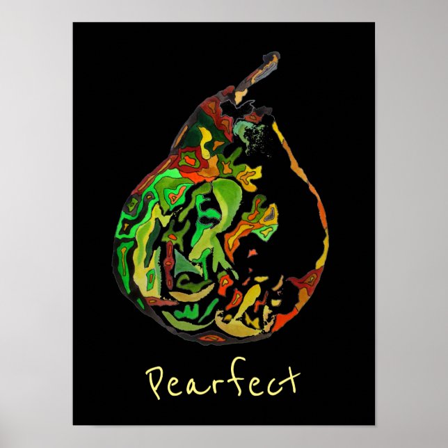 Affiche Pear fruit slogan pop art aquarelle (Devant)