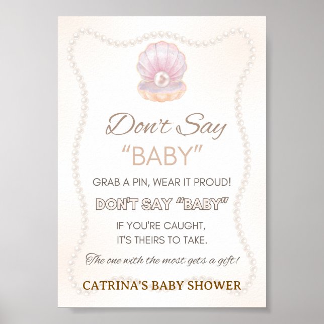 Affiche Pearl Baby Shower Game Sign (Devant)