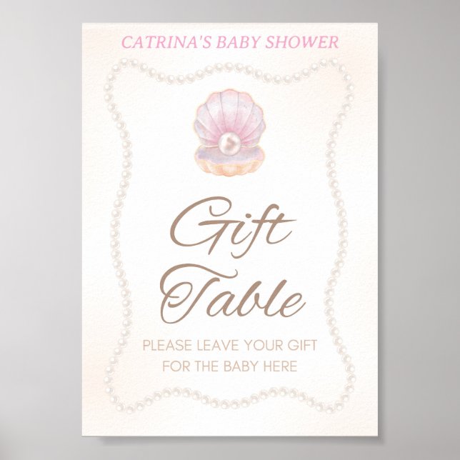 Affiche Pearl Baby Shower Game Sign (Devant)