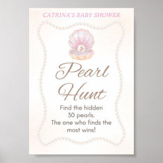 Affiche Pearl Baby Shower Game Sign