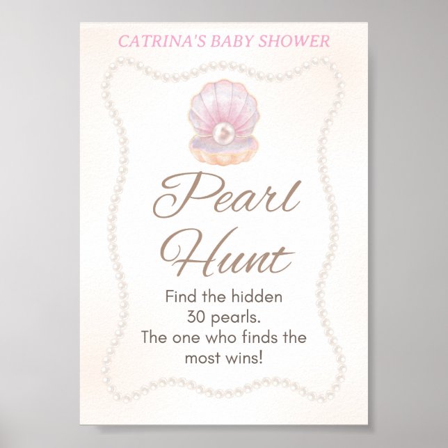 Affiche Pearl Baby Shower Game Sign (Devant)
