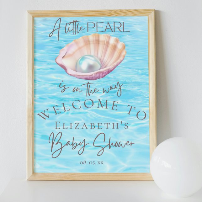Affiche Pearl On the Way Seashell Baby shower Bienvenue (Créateur téléchargé)