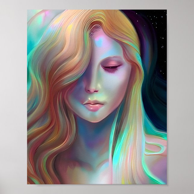 Affiche Pearlescent Imaginaire Ai Art Jolie Ethereal Woman (Devant)