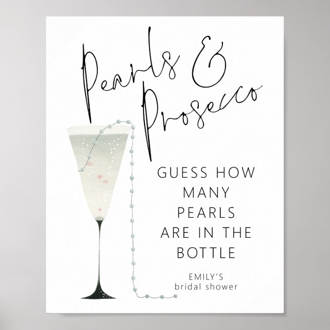 Affiche Pearls Prosecco Devine Combien De Jeu De Fête des  (Devant)
