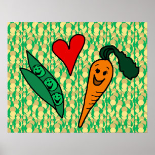 Affiche Peas Lots Carottes, Vert et Orange Design
