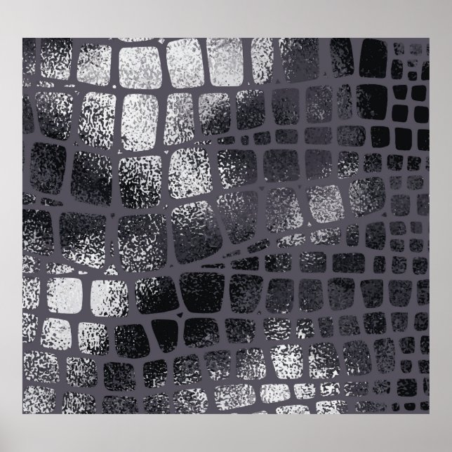 Affiche Peau de serpent noir métallique : Texture élégante (Devant)