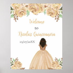 Affiche Peau foncée Princesse Peach Quinceanera Bienvenue