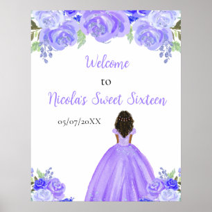 Affiche Peau foncée Princesse Sweet sixteen pourpre Bienve
