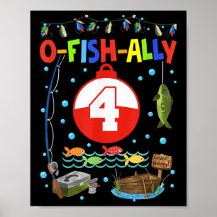 Affiche Pêche 4 ans 4e anniversaire Boy Anniversaire Party