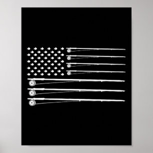 Affiche Pêche à la canne à pêche Drapeau américain