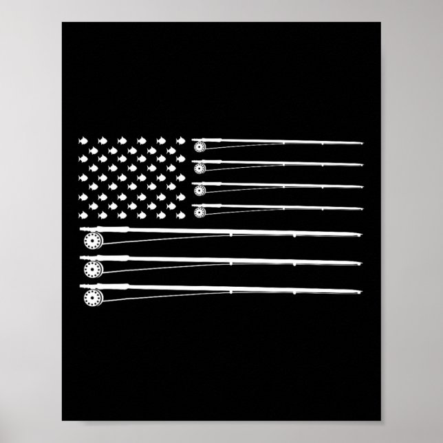 Affiche Pêche à la canne à pêche Drapeau américain  (Devant)