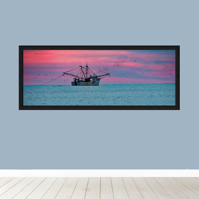 Affiche Pêche à la crevette au coucher du soleil (Créateur téléchargé)