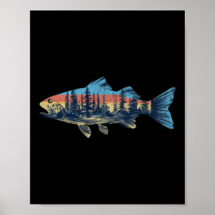 Affiche Pêche à la mouche à la truite Nature Extérieur Pêc