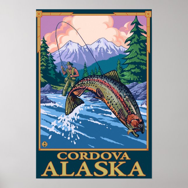 Affiche Pêche à la mouche - Cordova, Alaska (Devant)