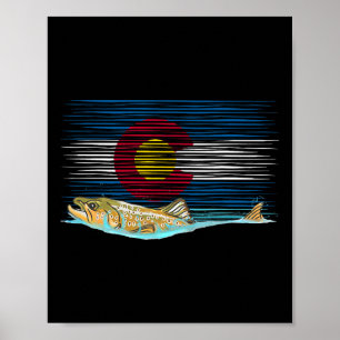 Affiche Pêche à la mouche de la truite brune du Colorado D