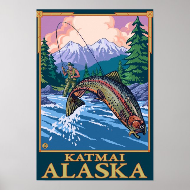 Affiche Pêche à la mouche - Katmai, Alaska (Devant)