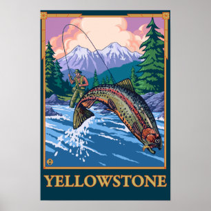 Affiche Pêche à la mouche - Parc national de Yellowstone