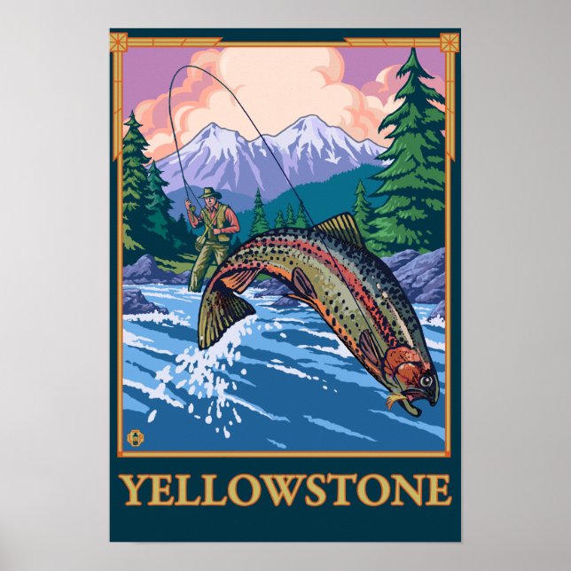 Affiche Pêche à la mouche - Parc national de Yellowstone (Devant)
