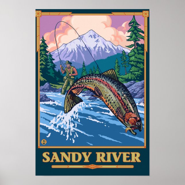 Affiche Pêche à la mouche - Sandy River, Oregon (Devant)