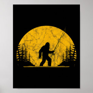 Affiche Pêche à la mouche Sasquatch Poisson vintage Funn T