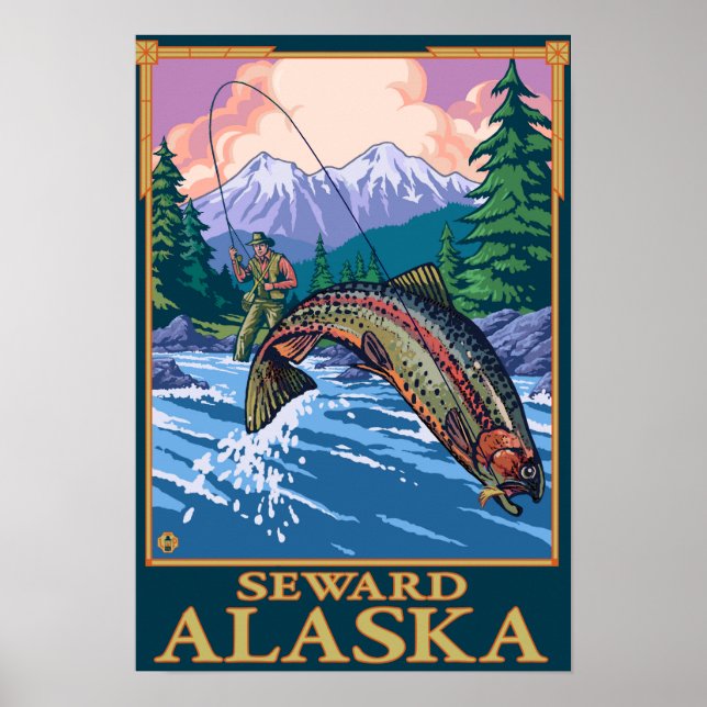 Affiche Pêche à la mouche - Seward, Alaska (Devant)