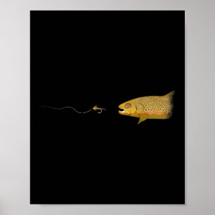 Affiche Pêche à la mouche truite brune sèche Tying pêcheur