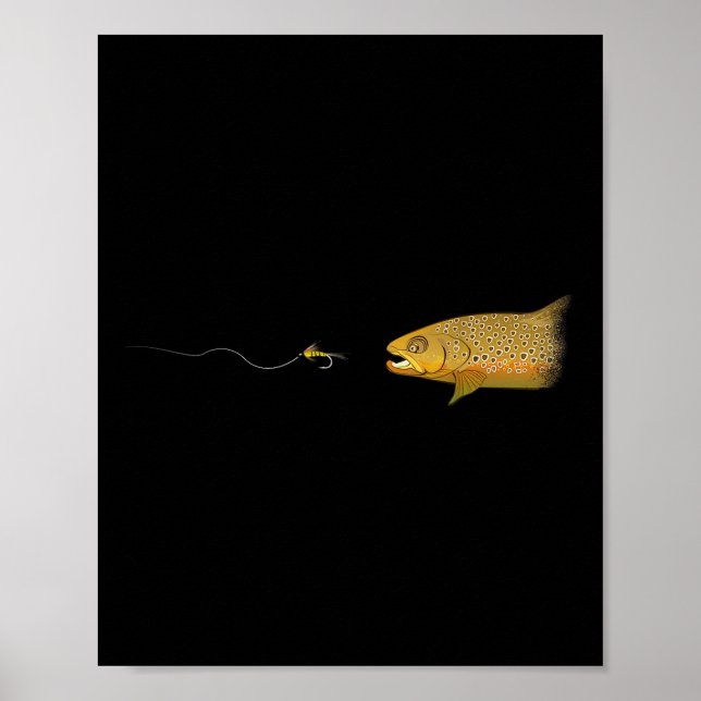 Affiche Pêche à la mouche truite brune sèche Tying pêcheur (Devant)