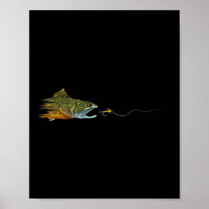 Affiche Pêche à la mouche truite de ruisseau mouche sèche