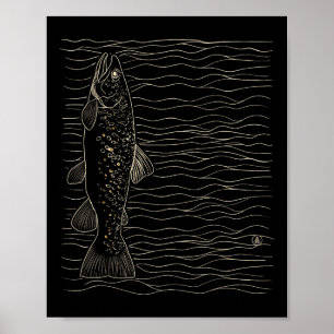 Affiche Pêche à la truite brune au mouche sèche Montage de