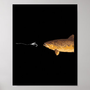 Affiche Pêche à la truite brune Crochet Pêcheur Pêcheur Ho