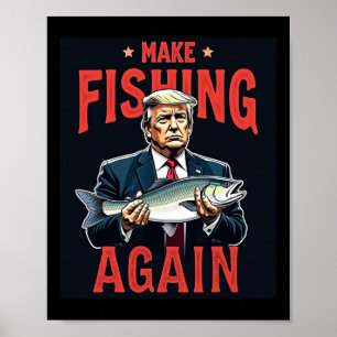 Affiche Pêche à la truite Funny Trump Catch Poisson