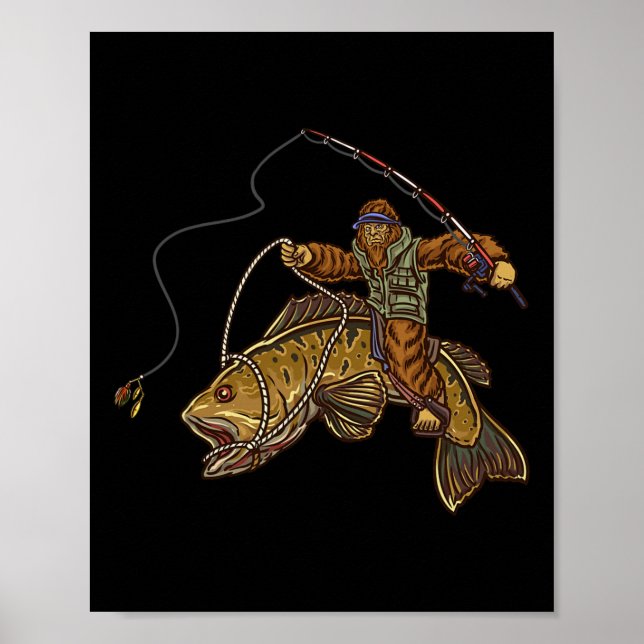 Affiche Pêche à l'achigan à petite bouche Bigfoot Pêcheur  (Devant)