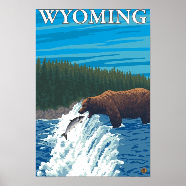 Affiche Pêche à l'ours dans la rivière - Wyoming (Devant)
