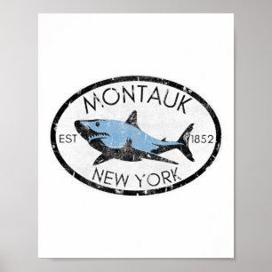 Affiche Pêche à Montauk New York Requin Poisson Plage Bate