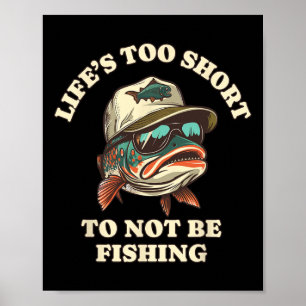 Affiche Pêche amusante détente truite pêcheur