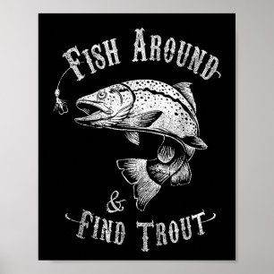 Affiche Pêche amusante Poisson autour de Trouver truite