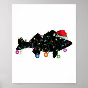 Affiche Pêche au doré drôle de lumières de Noël poisson Pè