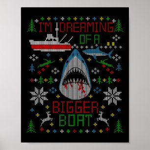 Affiche Pêche au Grand Requin Blanc Sweat de Noël Laid P
