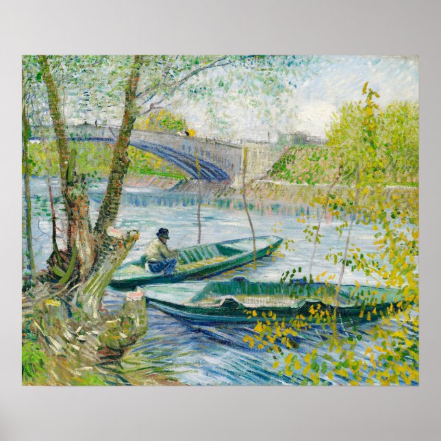 Affiche Pêche au printemps, Pont de Clichy par Van Gogh (Devant)