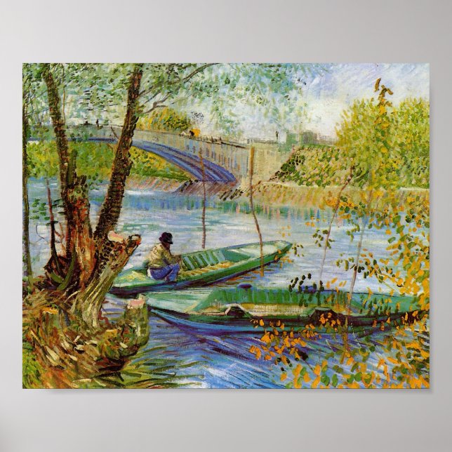 Affiche Pêche au printemps, Van Gogh Art (Devant)