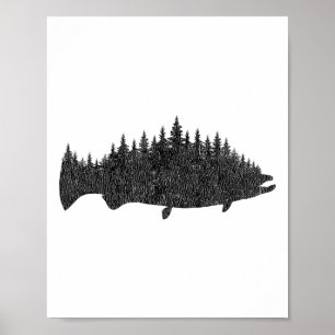 Affiche Pêche au saumon - Cadeau pour pêcheur de saumon ro