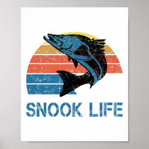 Affiche Pêche au snook rétro vintage sautant en eau salée