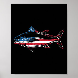 Affiche Pêche au thon Drapeau américain Thon rouge géant P